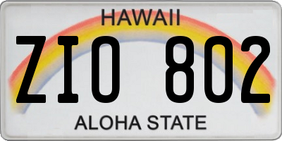 HI license plate ZIO802
