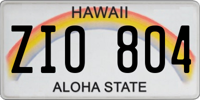 HI license plate ZIO804