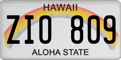 HI license plate ZIO809