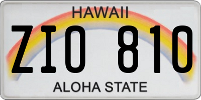 HI license plate ZIO810