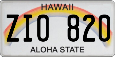 HI license plate ZIO820