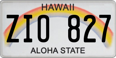 HI license plate ZIO827