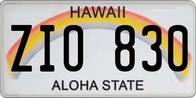 HI license plate ZIO830