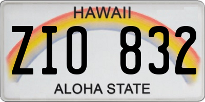 HI license plate ZIO832