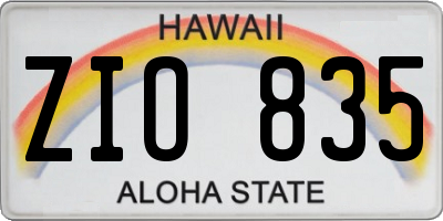 HI license plate ZIO835