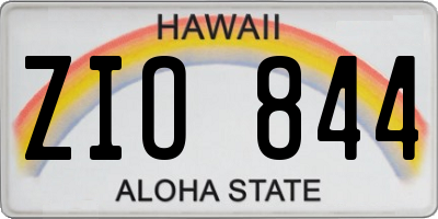 HI license plate ZIO844