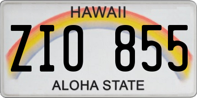HI license plate ZIO855