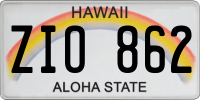 HI license plate ZIO862