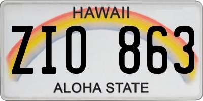 HI license plate ZIO863
