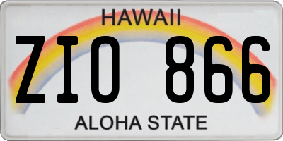HI license plate ZIO866