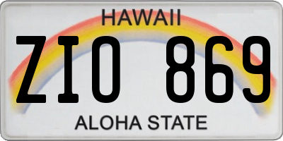 HI license plate ZIO869