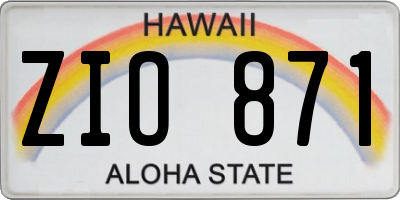 HI license plate ZIO871