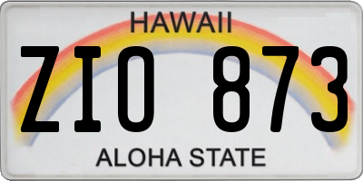 HI license plate ZIO873
