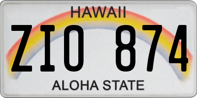 HI license plate ZIO874