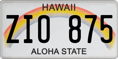 HI license plate ZIO875
