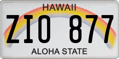 HI license plate ZIO877