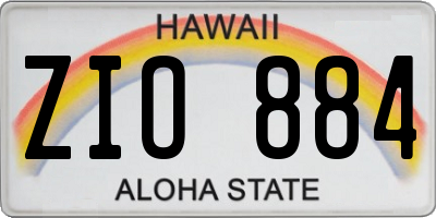 HI license plate ZIO884