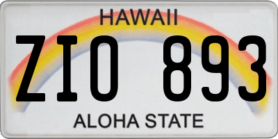 HI license plate ZIO893