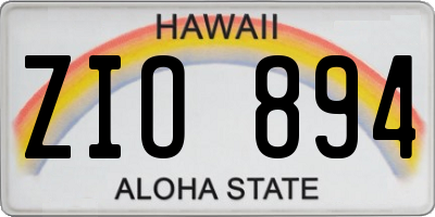 HI license plate ZIO894