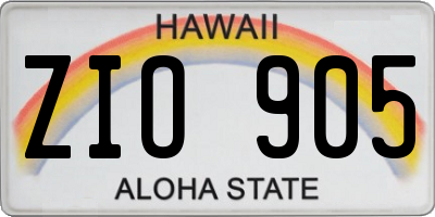 HI license plate ZIO905