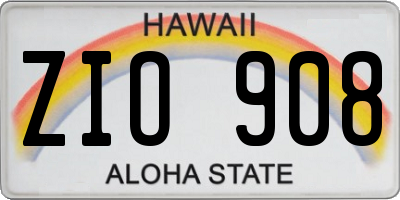 HI license plate ZIO908