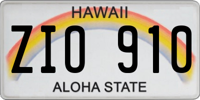 HI license plate ZIO910