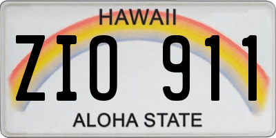 HI license plate ZIO911