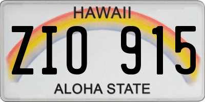 HI license plate ZIO915