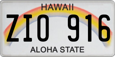 HI license plate ZIO916