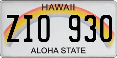 HI license plate ZIO930