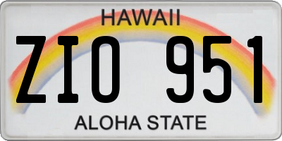 HI license plate ZIO951