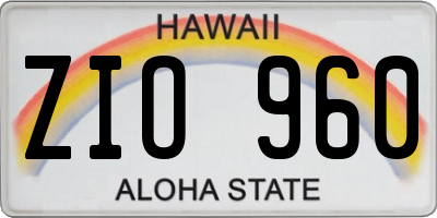 HI license plate ZIO960