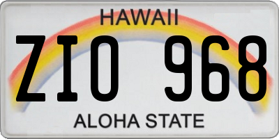 HI license plate ZIO968