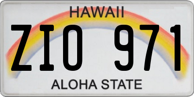 HI license plate ZIO971