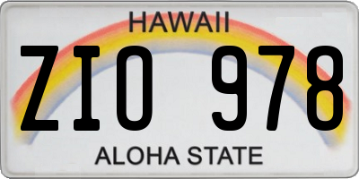 HI license plate ZIO978