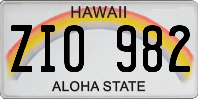 HI license plate ZIO982