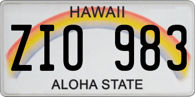 HI license plate ZIO983