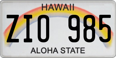 HI license plate ZIO985