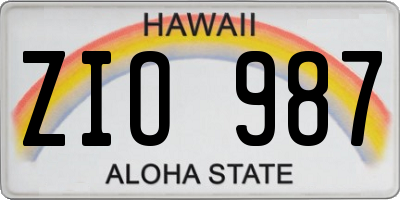 HI license plate ZIO987