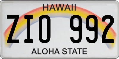 HI license plate ZIO992