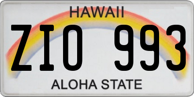 HI license plate ZIO993