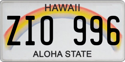 HI license plate ZIO996