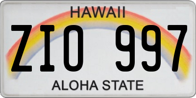 HI license plate ZIO997