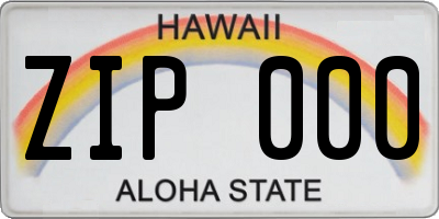 HI license plate ZIP000