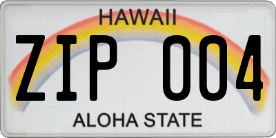 HI license plate ZIP004