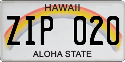 HI license plate ZIP020