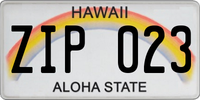HI license plate ZIP023