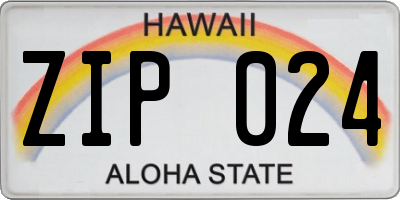 HI license plate ZIP024