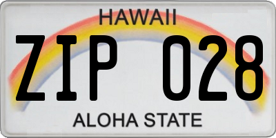 HI license plate ZIP028