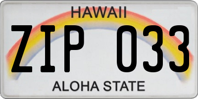HI license plate ZIP033